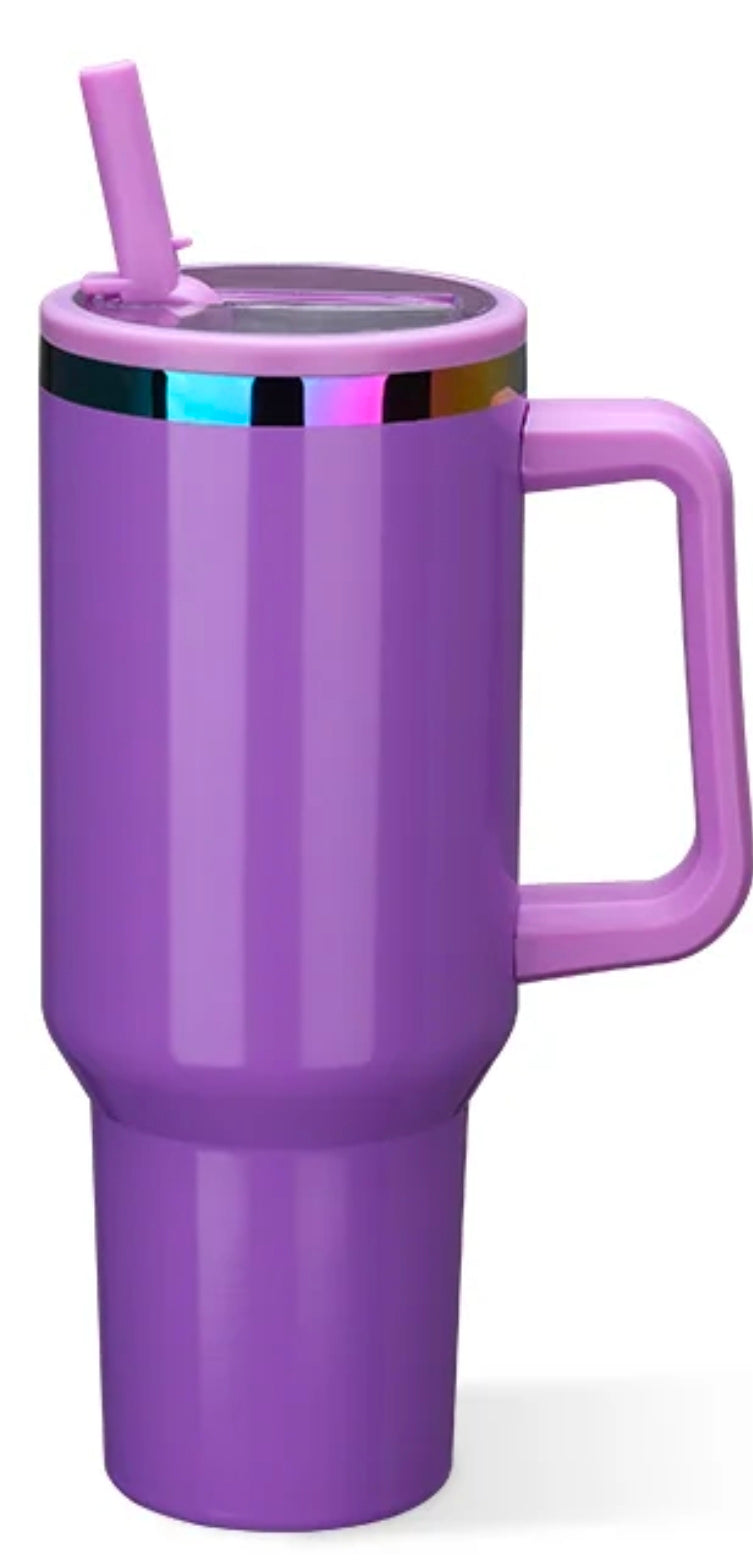 40oz stainless steel leak proof tumbler with rainbow trim