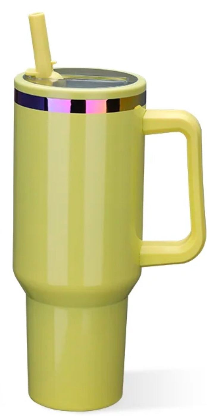 40oz stainless steel leak proof tumbler with rainbow trim