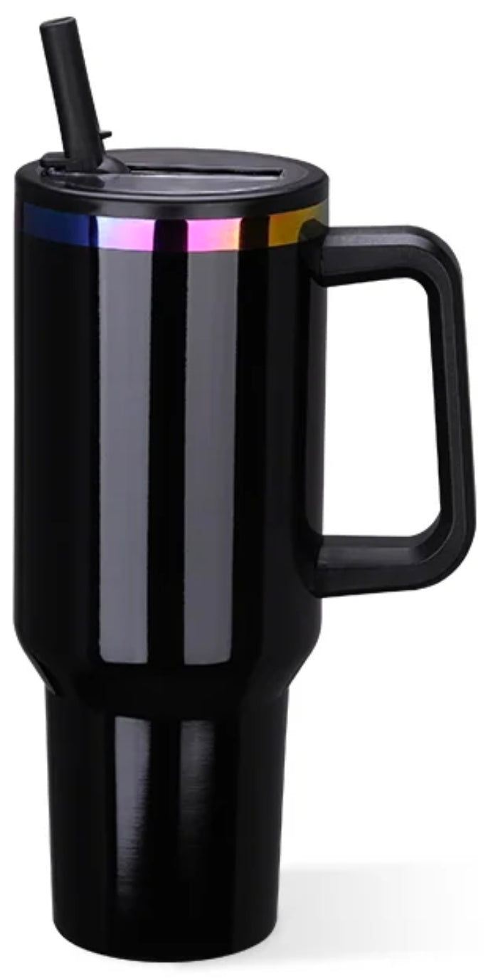 40oz stainless steel leak proof tumbler with rainbow trim