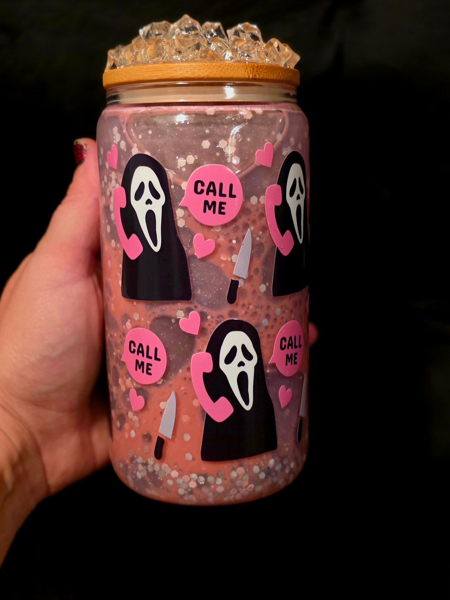 Pink/Purple dual lava Call Me Ghost 16oz Glass Tumbler