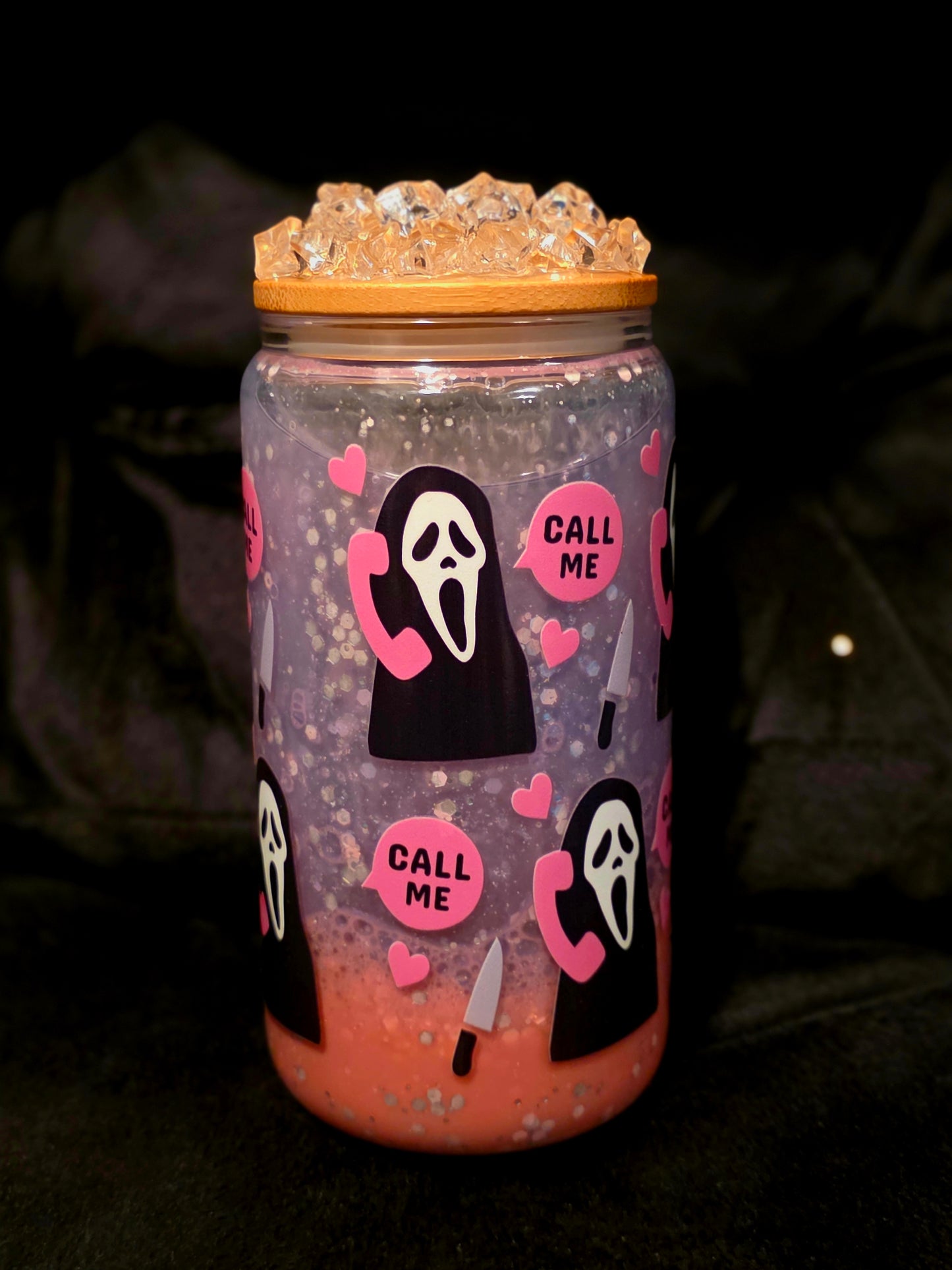 Pink/Purple dual lava Call Me Ghost 16oz Glass Tumbler