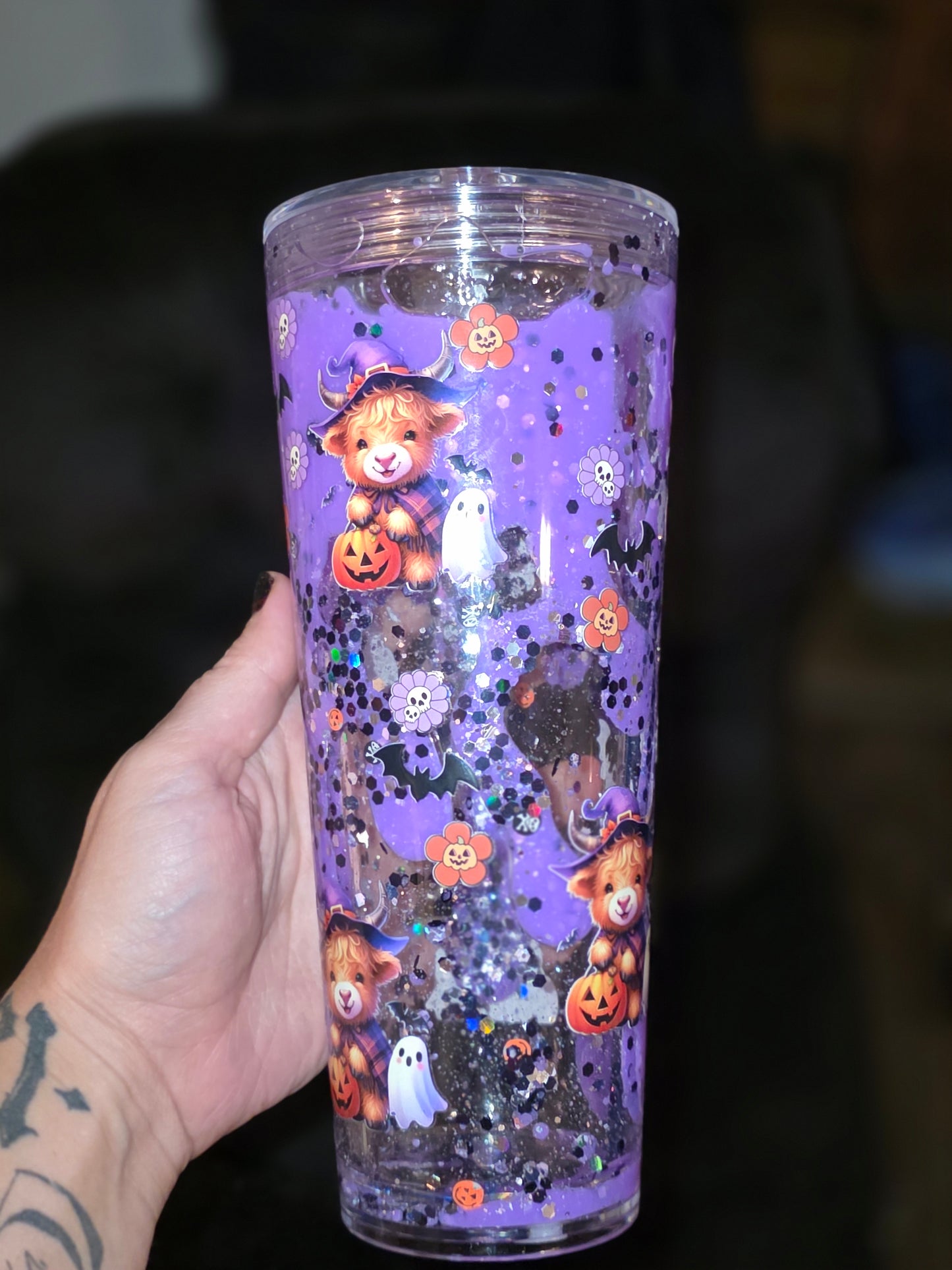 Spooky cow purple lava tumbler