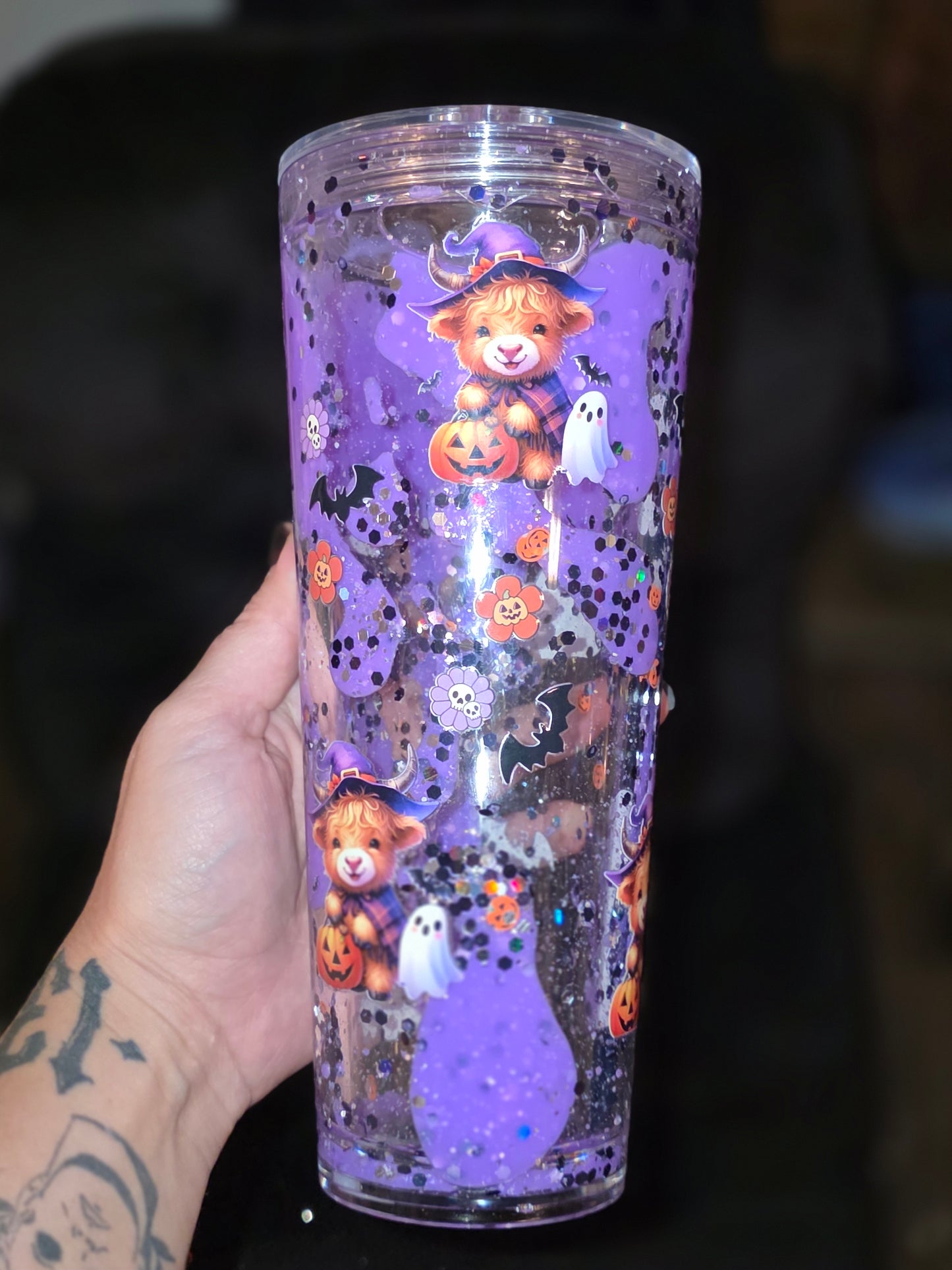 Spooky cow purple lava tumbler