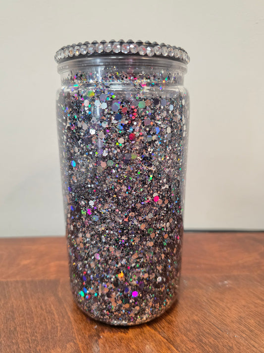 Silver and black halo glitter