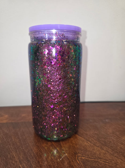 Chameleon shift green/purple/pink glitter tumbler