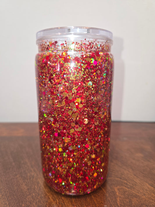 Red and gold glitter tumbler
