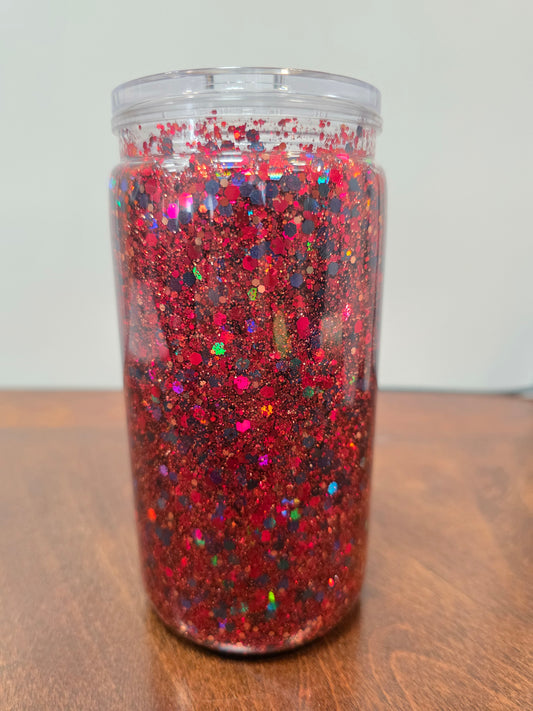 Red and Black halo glitter tumbler