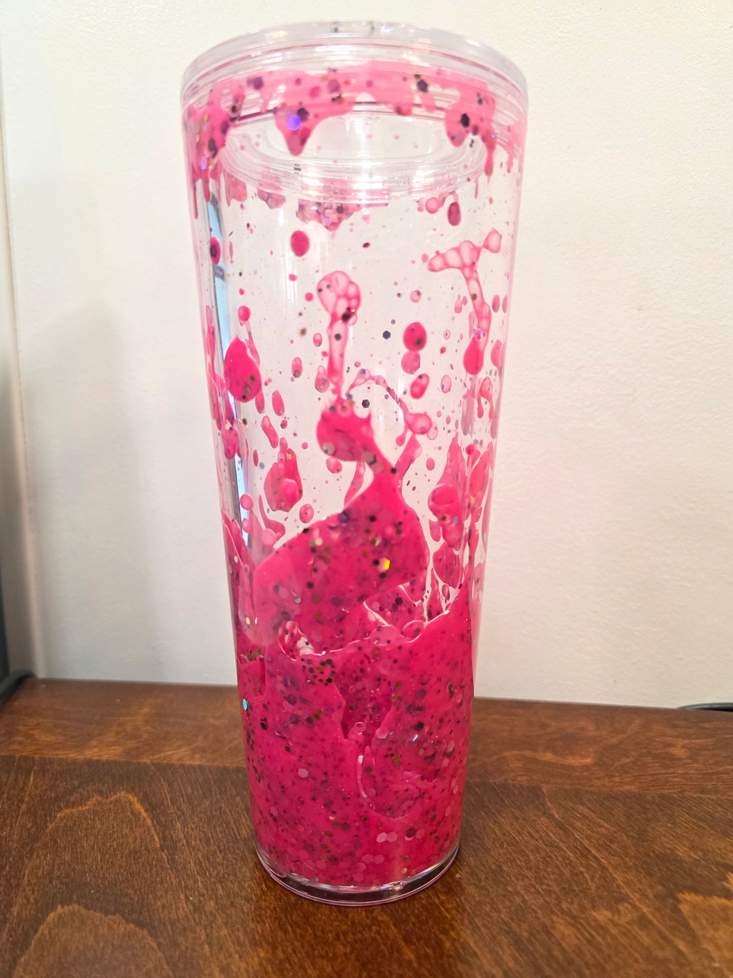 Pink lava with silver and black halo