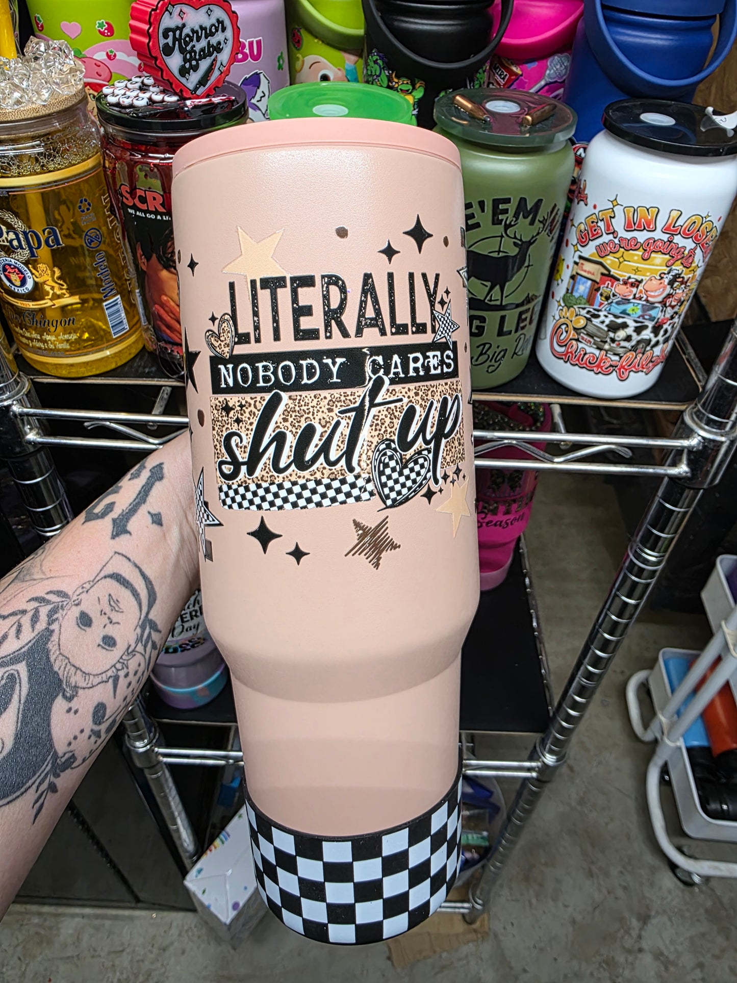Nobody cares 40oz stainless tumbler w/lid and boot