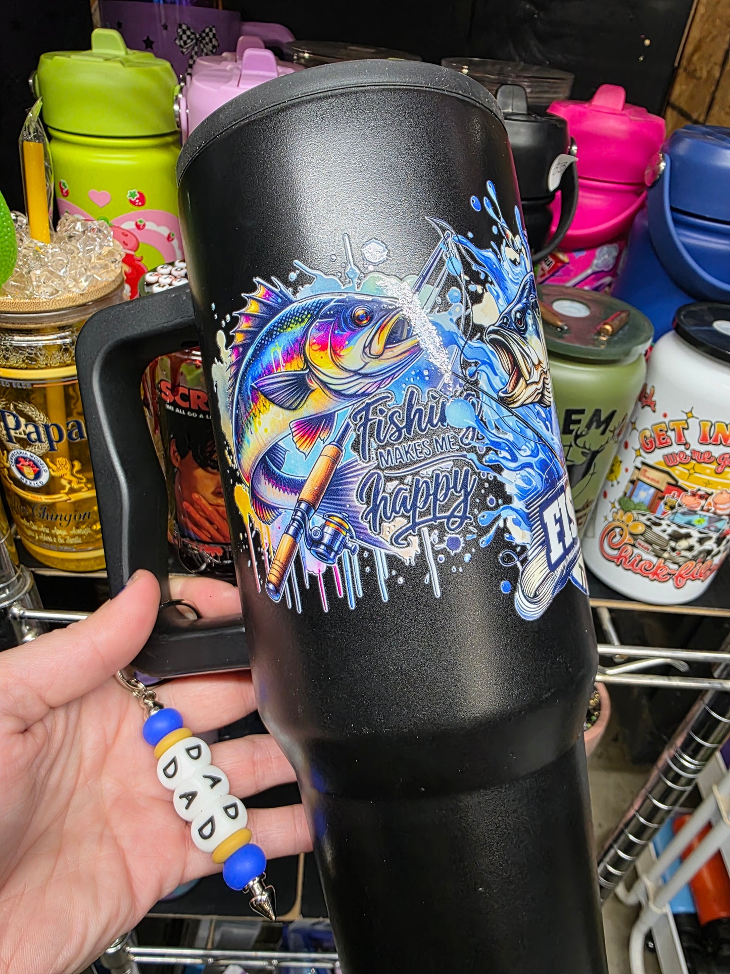 Fishing therapy 40oz stainless w/ charm