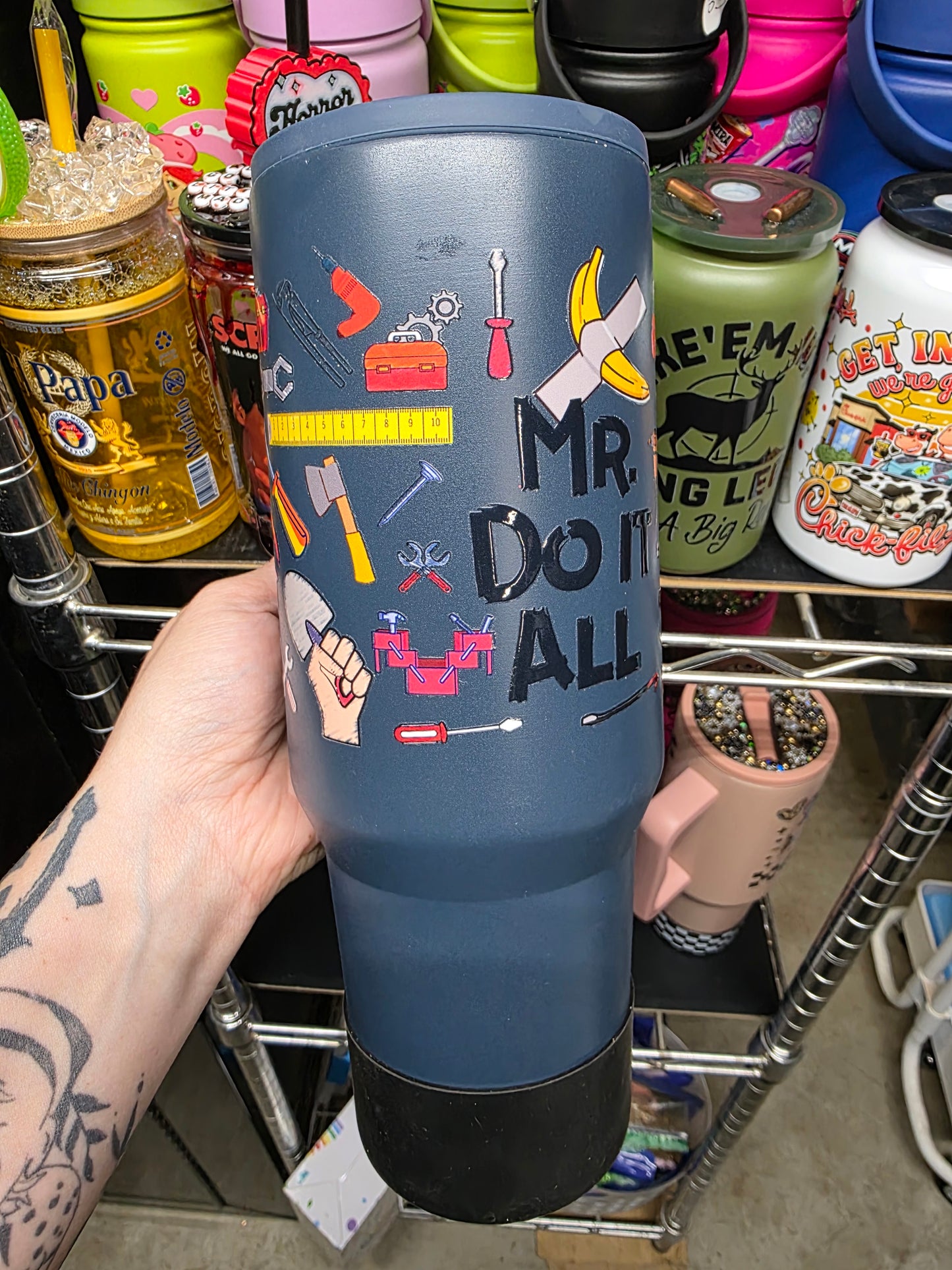 Mr fix it 40oz stainless tumbler w/ lid and boot