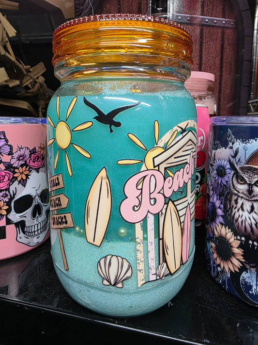 Beach 20oz Mason jar tumbler