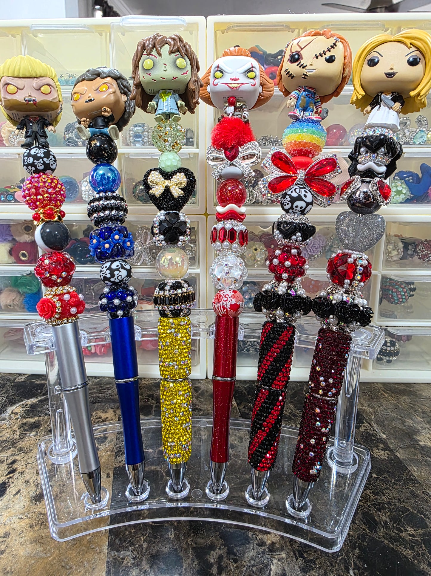 Speciality fancy bead and character pen