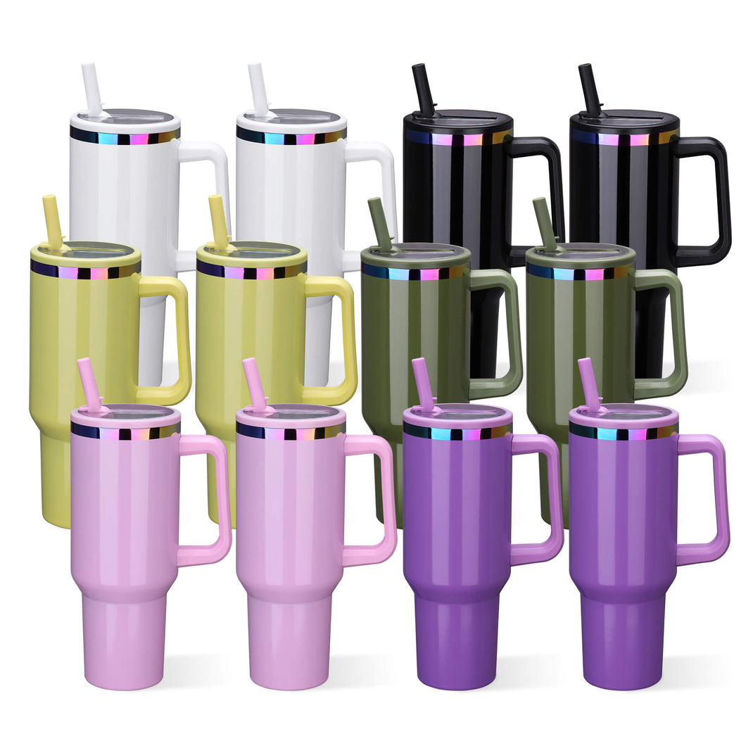 40oz stainless steel leak proof tumbler with rainbow trim