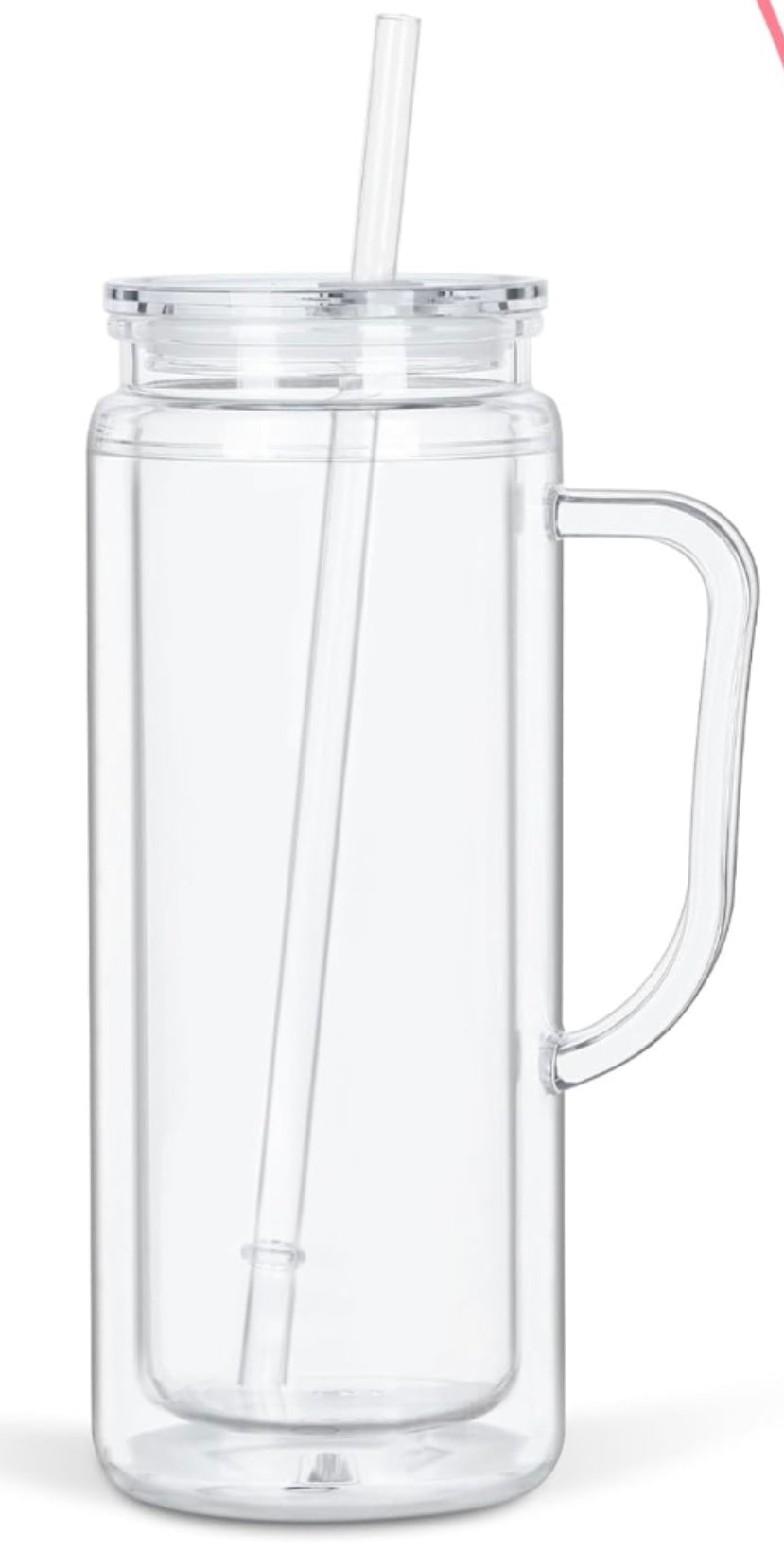 20oz acrylic snowglobe tumbler w/handle